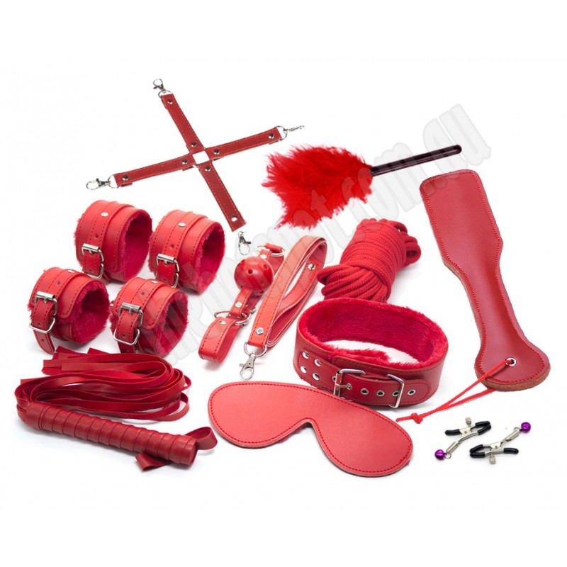 Adora Slap 'N Tickle  Red Leather Love Kit 14 PCS Bondage Kit