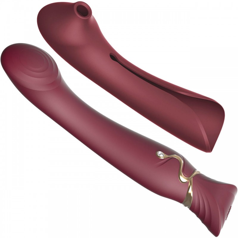 Zalo Queen Set G-Spot Stimulator with Suction Sleeve - Wine Red